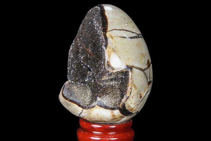Septarian Dragon Egg Geode - Black Crystals #83194